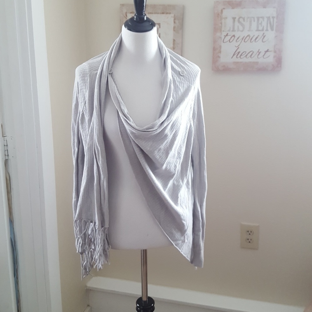 Last Chance. Love Stitch draped, fringe cardigan